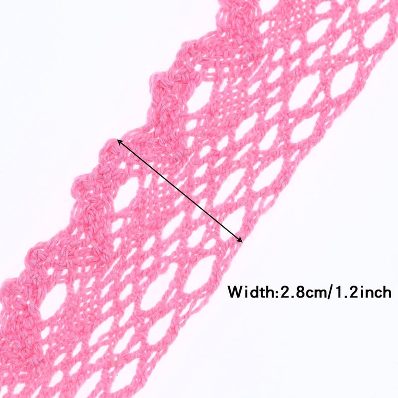 DYSHIPEN 20 Yards x 1 Inch Lace Ribbon Vintage Lace Trim Crochet Cotton Lace Edge for Christmas Package DIY Sewing Wedding Bridal Dress,Costume,Crafts and Sewing (Pink) - Image 2